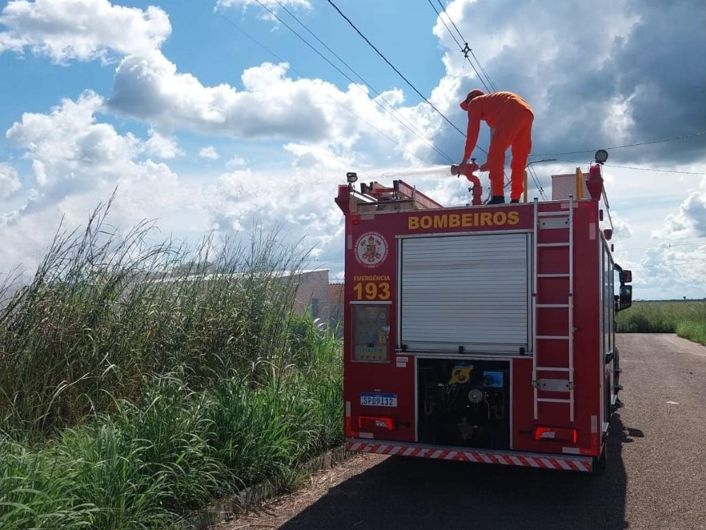 Bombeiros combatem incêndio em vegetação e atendem vazamento de gás de cozinha em residência
