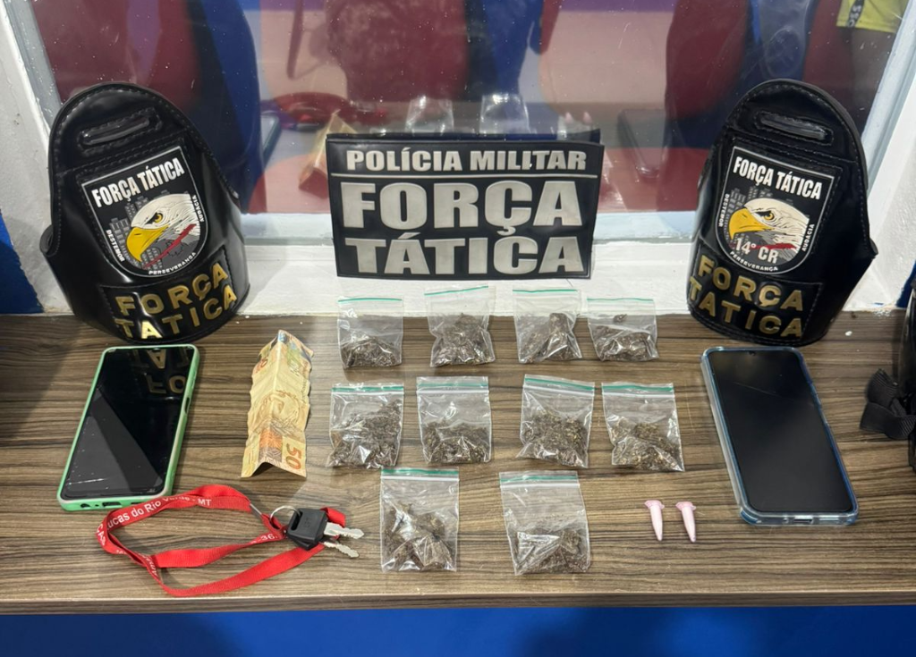 Polícia Militar Força Tática prende faccionado por tráfico de drogas e apreende porções de entorpecentes
