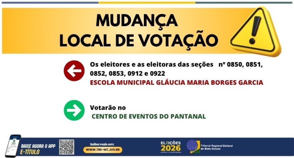 Parte dos eleitores da Escola Municipal Gláucia Maria Borges Garcia foi transferida para o Centro de Eventos do Pantanal