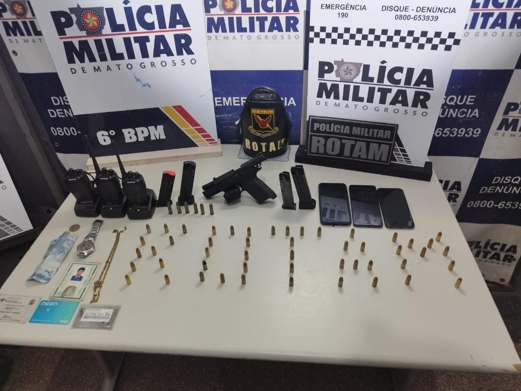 Rotam prende dois faccionados por porte ilegal de arma de fogo em Cáceres
