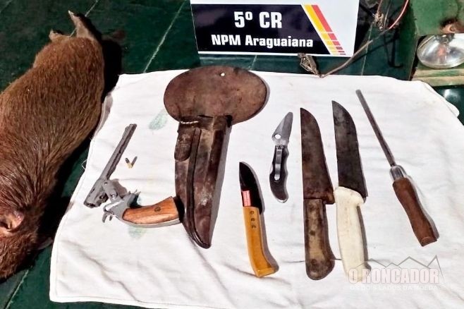 PM de Barra do Garças detém 4 por caça predatória e apreende armas de fogo