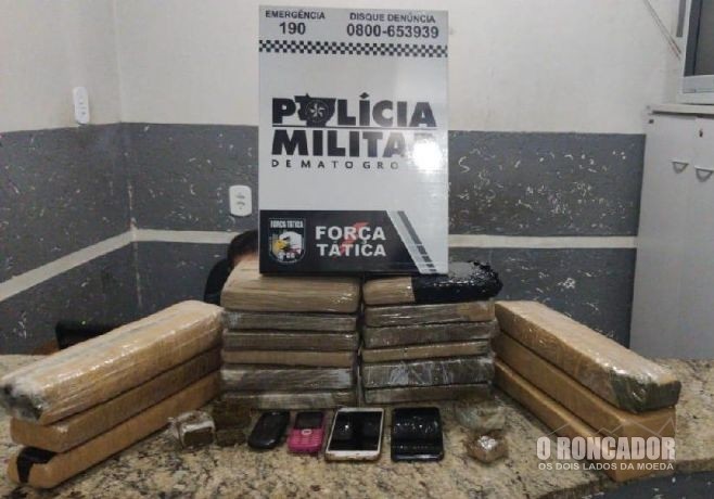 Força Tática de Barra do Garças apreende duas adolescentes com 14 quilos de maconha que seriam levadas para Nova Xavantina