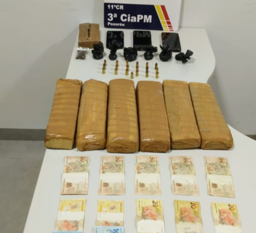 Polícia Militar prende três faccionados e apreende sete tabletes de maconha e munições