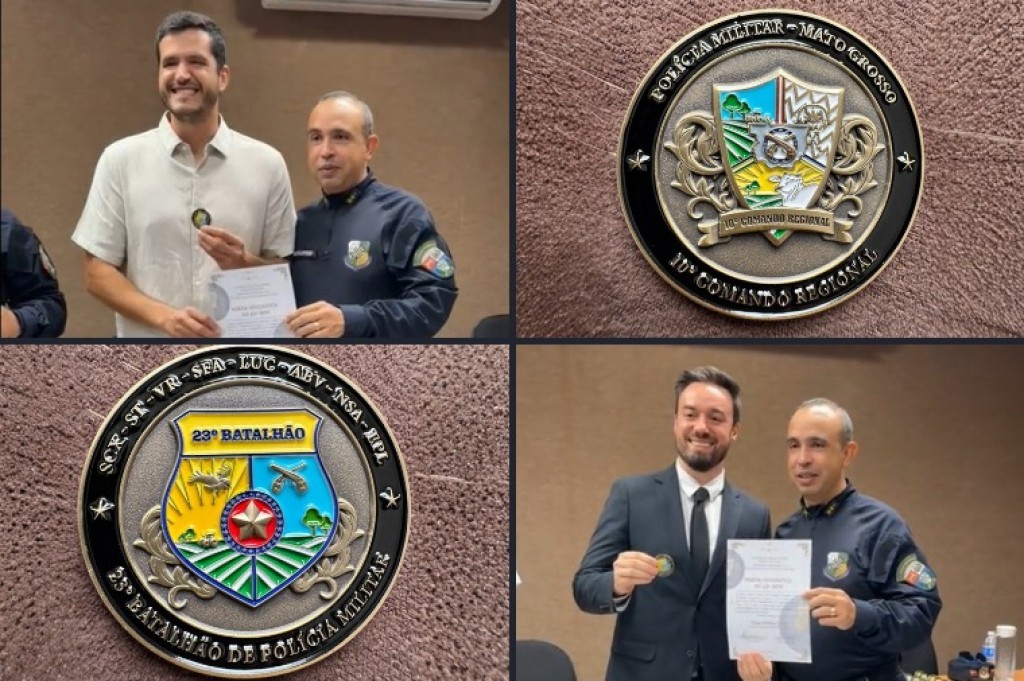 Promotores do MPMT recebem medalha honorífica do 23º BPM