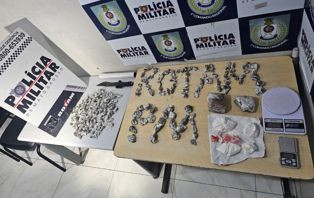 Rotam prende faccionado por tráfico e apreende 240 porções de drogas em Cuiabá