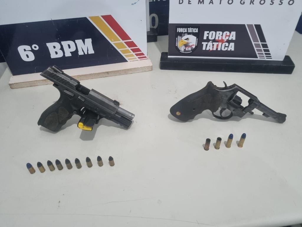 Polícia Militar localiza suspeitos por tentativa de homicídio e apreende armas de fogo em Cáceres