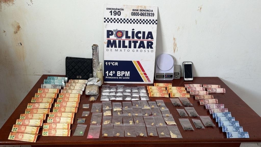 Polícia Militar prende homem com 66 porções de drogas em Primavera do Leste