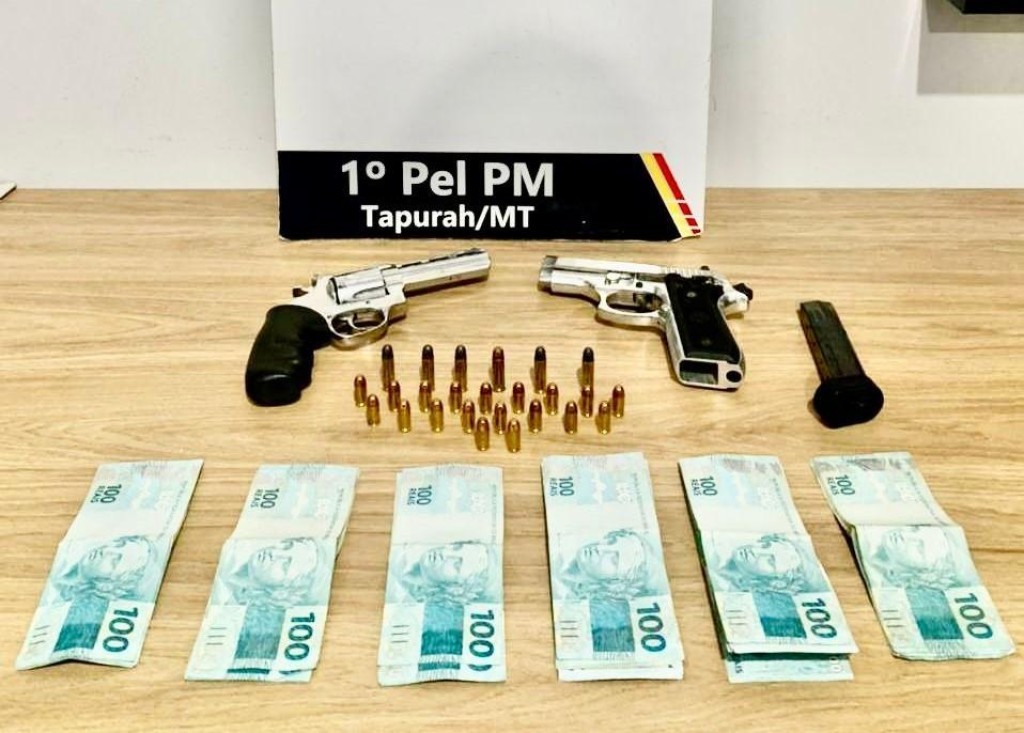PM prende homem por porte ilegal de arma de fogo e apreende R$ 5,5 mil