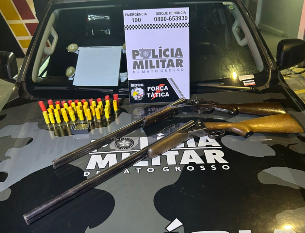 Força Tática prende trio por porte ilegal de arma de fogo e crime ambiental