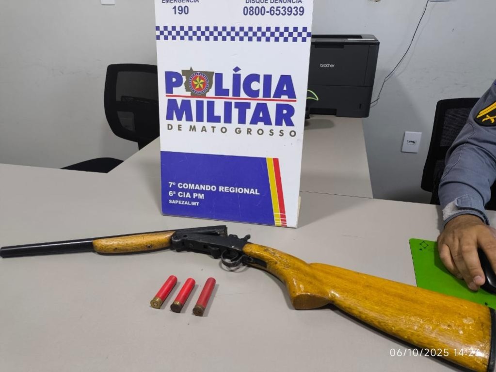 Polícia Militar prende homem que atirou com espingarda em vizinho em Sapezal