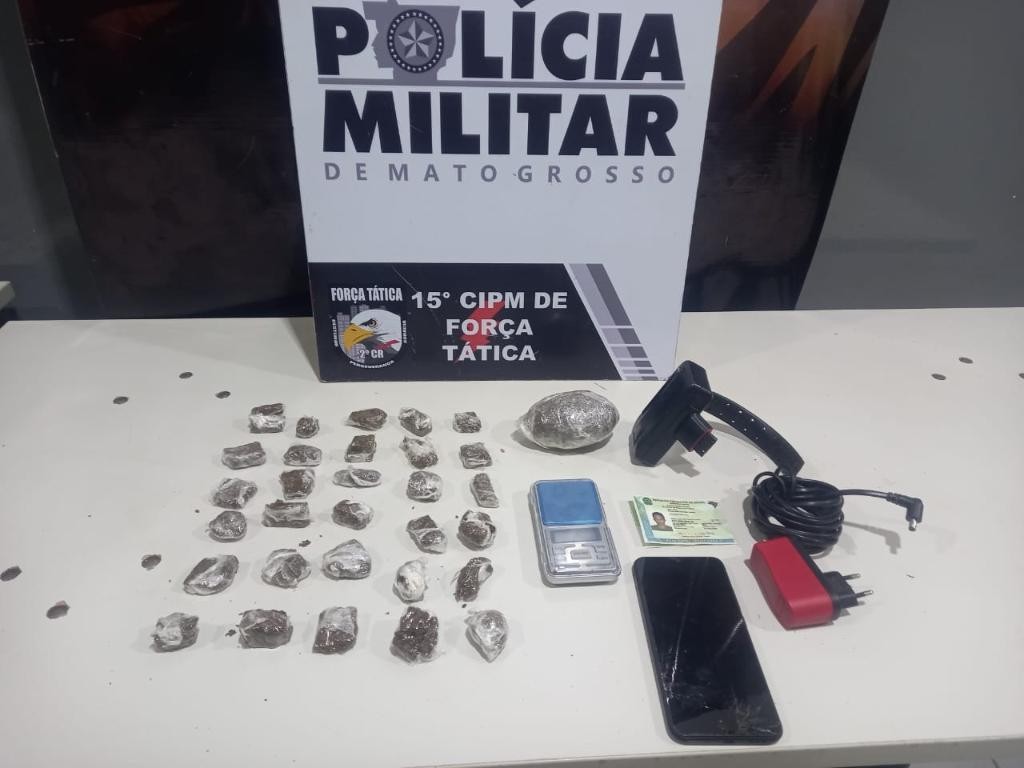 Suspeito de danificar tornozeleira eletrônica é preso pela Força Tática com porções de maconha