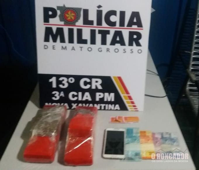 Polícia Militar prende traficante com 2 (dois) kg de drogas em Nova Xavantina