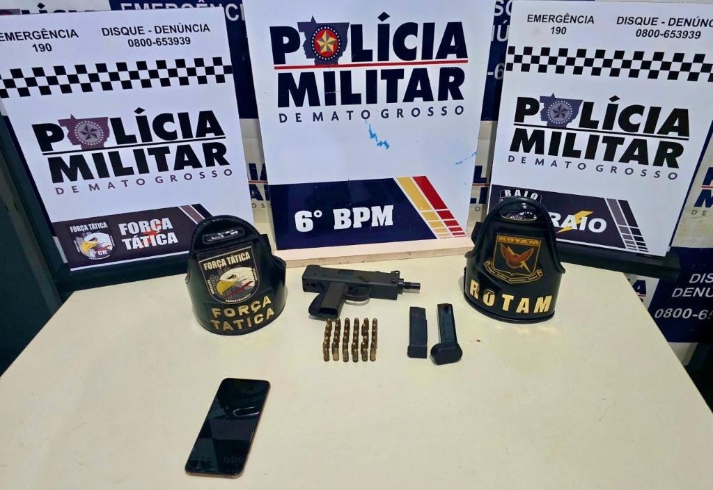 PM frustra plano de homicídio e apreende adolescentes faccionados com submetralhadora em Cáceres