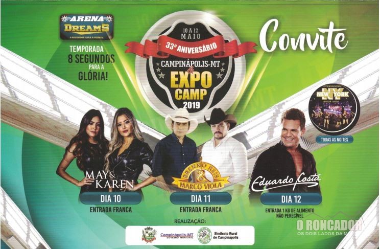 Campinápolis comemora o aniversário com grandes shows e entrada franca