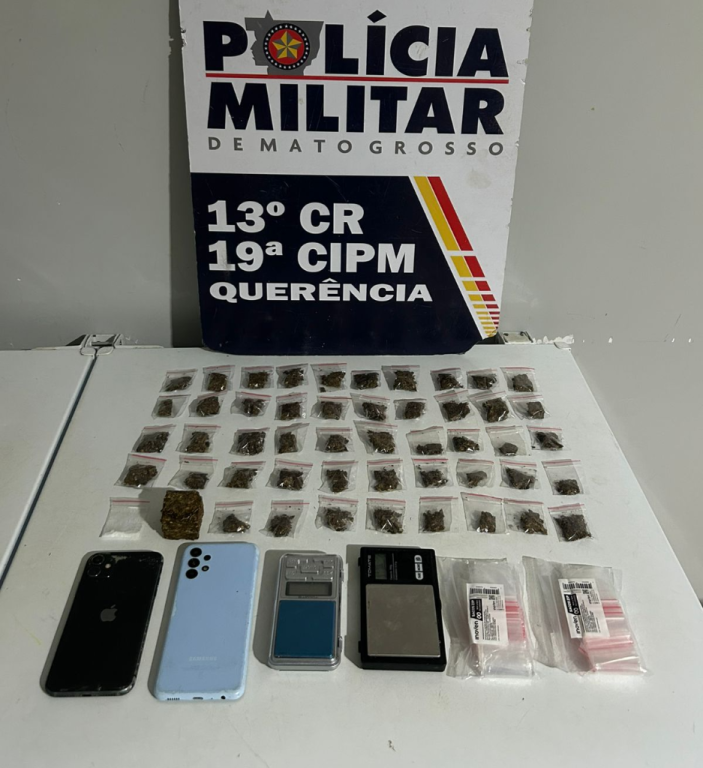 Três homens são presos pela PM com 50 porções de drogas em Querência