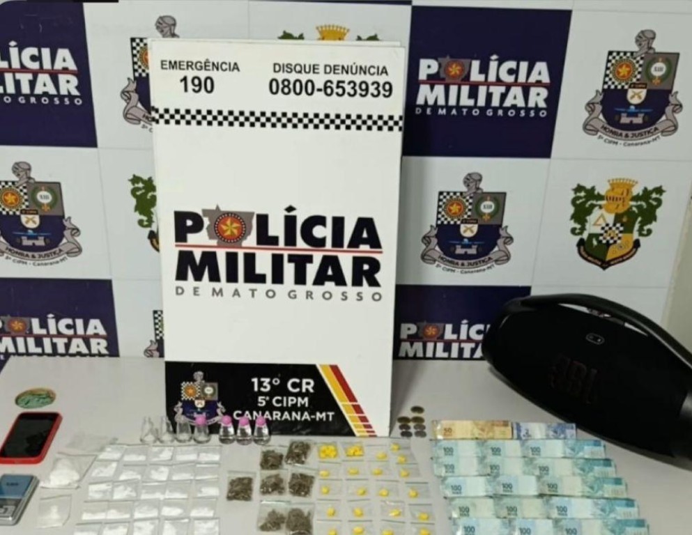 Polícia Militar prende dois homens com maconha, cocaína e drogas sintéticas em Canarana