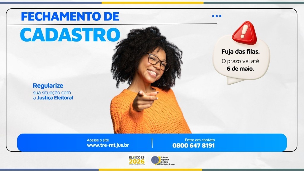 FALTA UM MÊS - Cadastro Eleitoral fechará no dia 06 de maio
