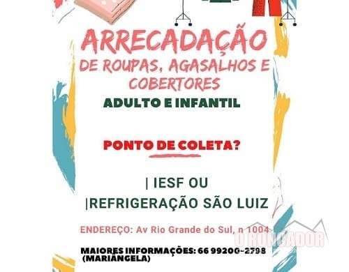 Campanha recolhe agasalhos e cobertores para doação em Nova Xavantina; Saiba como ajudar