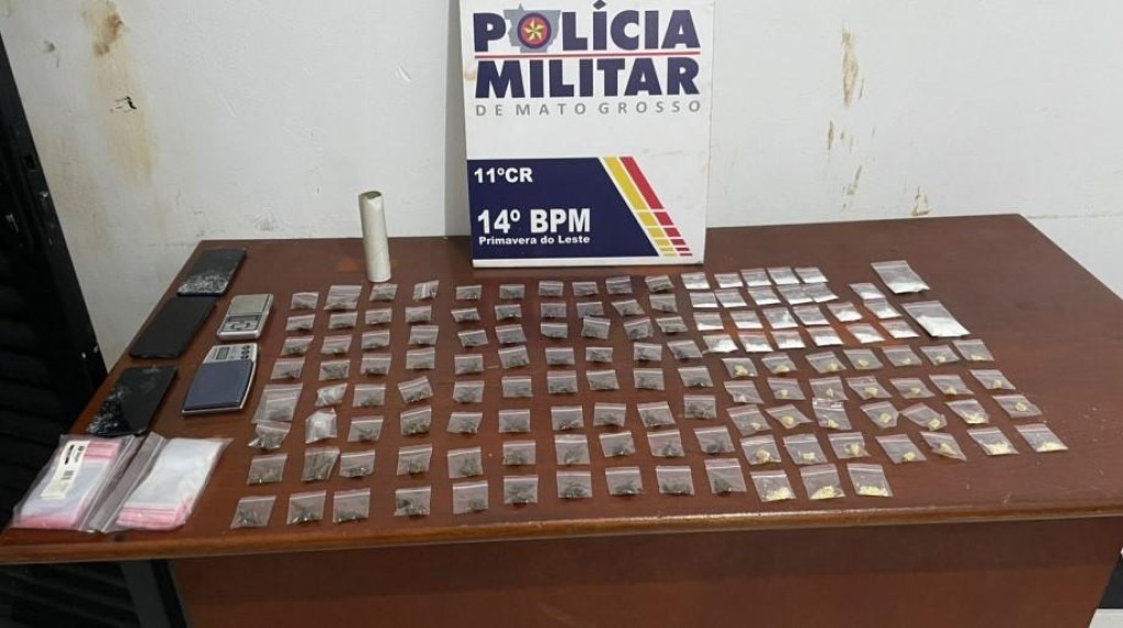 Casal de faccionados é preso com mais de 130 porções de drogas em Primavera do Leste