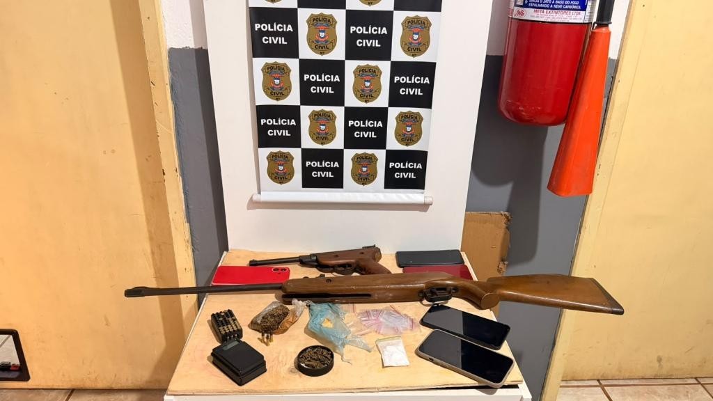 Polícia Civil prende suspeito por tráfico de drogas e apreende armas em Canarana
