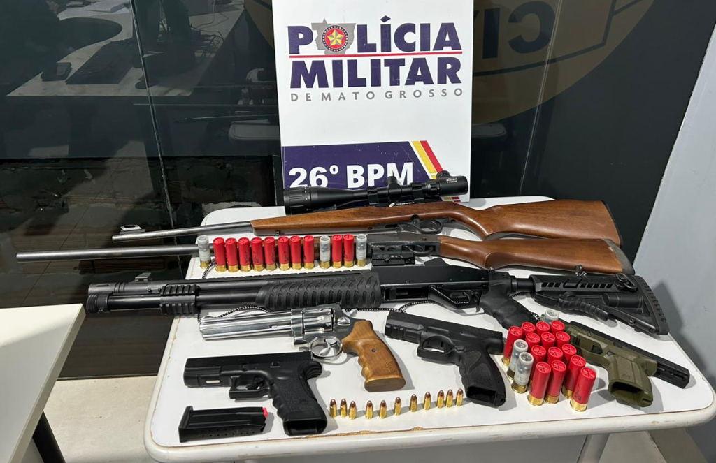 Apreensões de armas de fogo pela Polícia Militar crescem 78% em 2026 em Mato Grosso