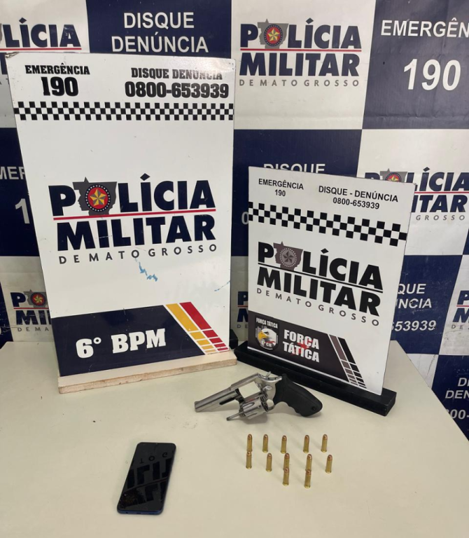 Força Tática apreende adolescente com revólver e 12 munições em Cáceres