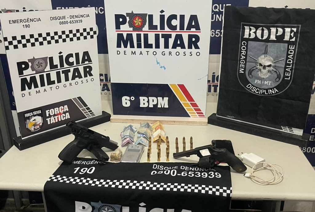 Polícia Militar detém cinco faccionados com armas, munições e drogas em Cáceres