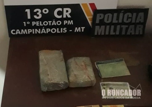 Polícia Militar de Campinápolis prende duas pessoas com 0.555 Kg de drogas