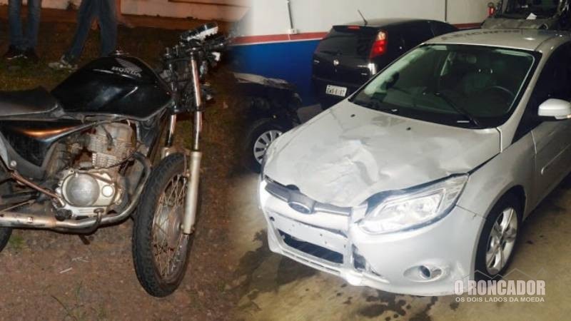 Colisão entre carro e moto na rotatória da Av. Planalto em Água Boa