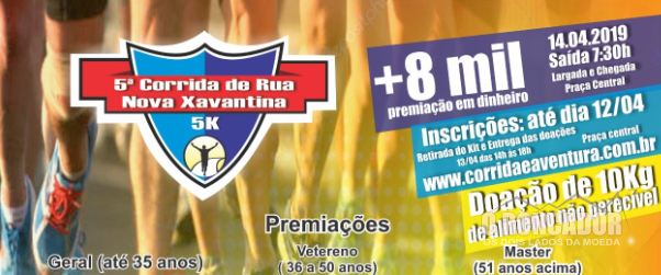 Vem ai 5ª CORRIDA DE RUA DE NOVA XAVANTINA 14 de Abril + de 8 MIL em premiações em DINHEIRO