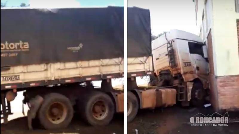 Bitrem sem motorista cruza canteiros e bate na UFMT em Barra do Garças