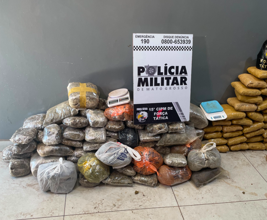 Força Tática conduz três pessoas e apreende 169 tabletes de maconha em Várzea Grande