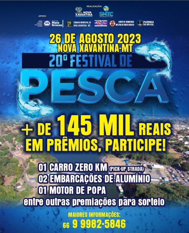 A Prefeitura Municipal de Nova Xavantina abre inscrição para o maior Festival de Pesca da História com R$ 145.000,00 em prêmios